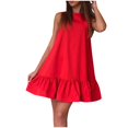 thumbnail image 1 of AMERTEER Mode Femmes Casual O-Neck Solide Veste de Couleur Sans Manches Douce Robe Plissée, 1 of 5