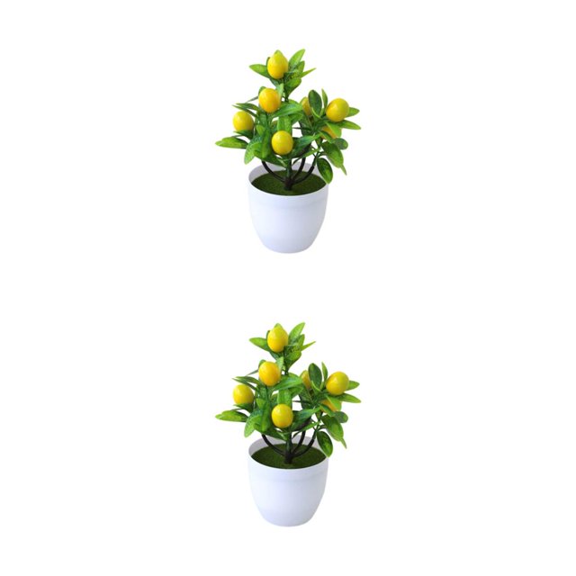 Ruiboury Add Touch Of Green To Living Space Artificial Plant Collection Home Decor Plastic Artificial Potted Plants False Plant lemon 2Set