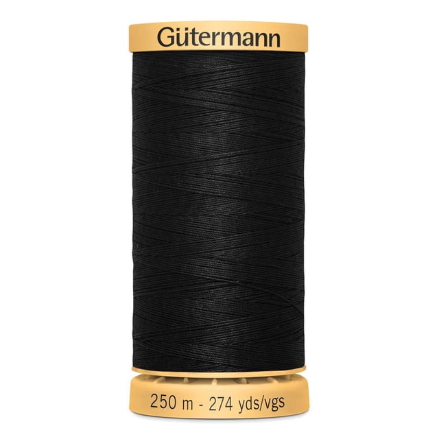 GÜTERMANN coton 50wt fil, 250 m (273.4 yd), noir, Strong & Lustrous for Sewing