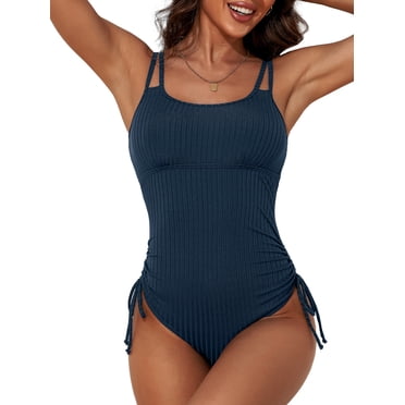 Maillot de Bain une Pièce Monokini pour Femmes, Contrôle du Ventre, Lien Latéral, Maillot Aguichant Côtelé