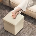 thumbnail image 4 of Gymax Folding Storage Ottoman Upholstered Square Footstool PVC Leather 10.5 Gallon White, 4 of 10