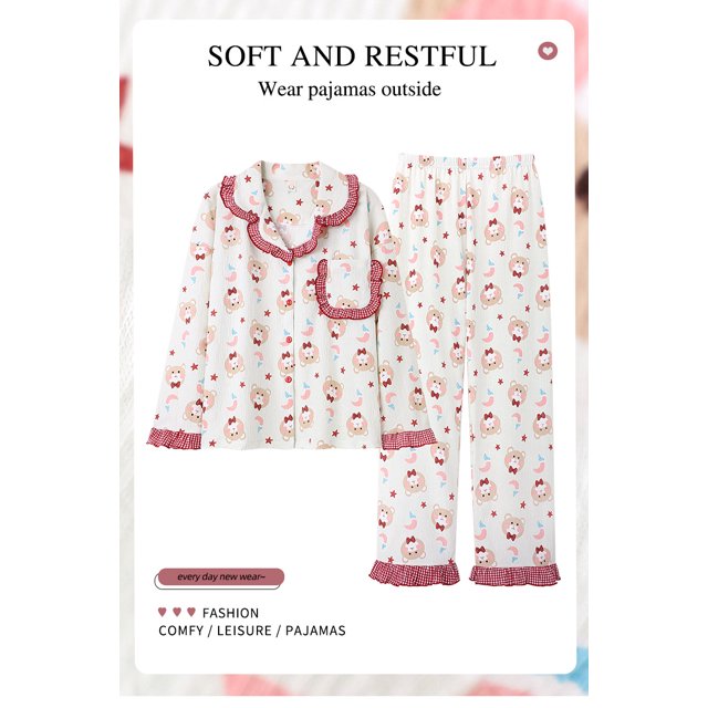 REDHOTYPE Pyjamas pour Femmes Ensemble Manches Longues Sleepwear Lounge Chemise de Nuit