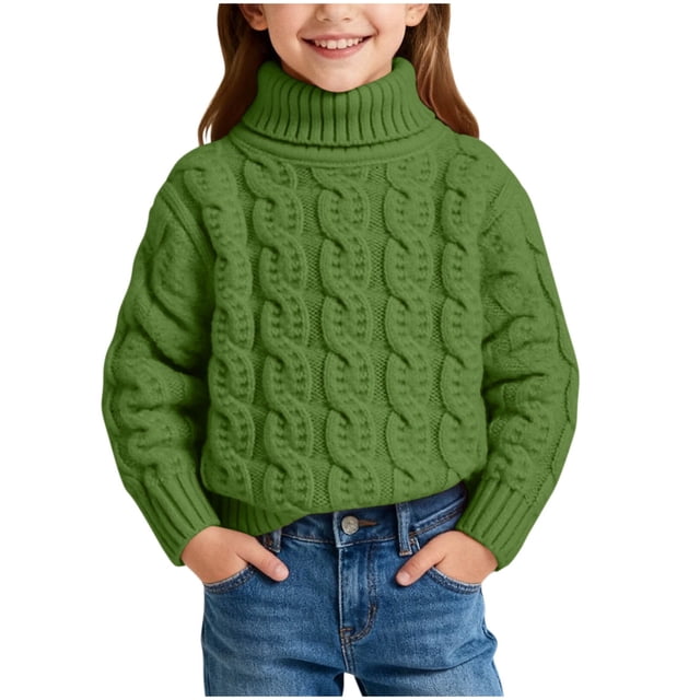 Birdeem Chandail Tricoté d'Hiver pour Enfants, Couleur Unie, Col Montant, Col Rabattable, Haut à la Mode, Hauts pour Enfants