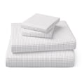 thumbnail image 1 of Mainstay Kids Microfiber Bed Sheet Set, Full, Grey Grid, 4 Pieces, 1 of 8