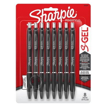 Stylos gel Sharpie S-Gel, pointe moyenne (0,7 mm), stylo gel à encre noir, 8 unités