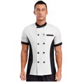 thumbnail image 3 of TiaoBug Unisex Chef Jacket Double Breasted Short Sleeve Chef Coat Hotel Restaurant Kitchen Work Wear White XXL, 3 of 5