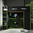 thumbnail image 1 of Noble House Full Size Wood Loft Bed with Desk, Wardrobe, Green, 1 of 10