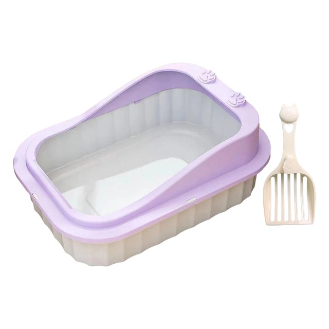 Esquirla Cat Litter Tray Cat Litter Container with High Side Open Top Pet Litter Tray