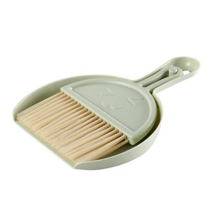 Broom Dustpan Set Mini Plastic Hand Dust Pan Brush for Table Desk Countertop Key Board  Green