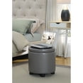 thumbnail image 3 of Designs4Comfort Round Accent Storage Ottoman in Gray Faux Leather Fabric, 3 of 10