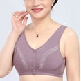 thumbnail image 2 of Push Up Padded Bras for Women Solid Sleeveless Plus Size Lingerie Front Four Button Wide Strap Tank Bra V-Neck Push-up Bra Feature Hook and Eye Closure Strapless Bra Style Y-70 , Purple 5XL, 2 of 5