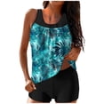 thumbnail image 2 of UPPADA Maillots de Bain 2 Pcs à Couverture Complète pour Femmes, Floral, Athlétique, Col Ras du Cou, Maillots de Bain Taille Haute, Contrôle du Ventre, Maillot de Bain Modeste, Haut de Tankini Confortable avec Short, Bleu Ciel, m, 2 of 5