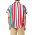 thumbnail image 3 of INSPIRE CHIC Men's Summer Striped Shirt Short Sleeve Button Down Beach Shirts, 3 of 5
