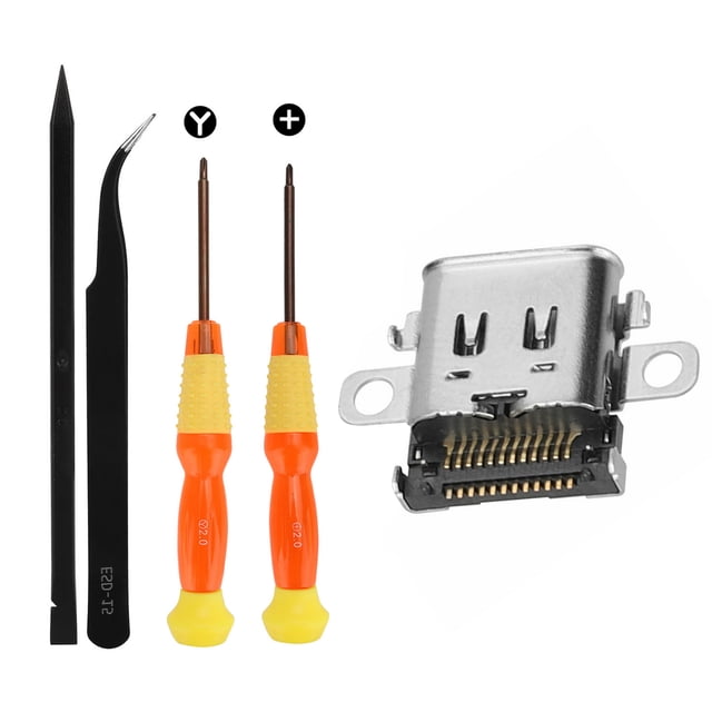 Type-C Port+Tweezer+Screwdriver+Pry Charger Socket Kit for Nintendo Switch NS Spare Part