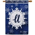 thumbnail image 1 of Welcome Winter Snowflake Monogram U Decorative House Flag Initial Letter Snow Deocr Banner for Inside and Outside 28x40 Inch Double Sided, 1 of 6