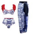 thumbnail image 1 of Maillot de Bain une Pièce pour Femmes avec Jupe Bikini Maxi, Ensemble Tankini à Imprimé Floral, 1 of 8
