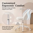 thumbnail image 4 of Homall Home Office Chair Adjustable Vanity Chairs Mid Back Rolling Task Chairs for Bedroom, Living Room or Study, White, 4 of 7
