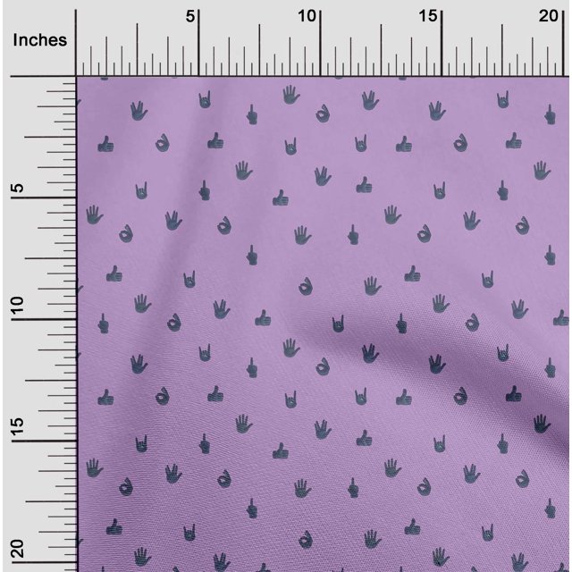 oneOone Organic Cotton Poplin Twill Fabric Finger Sign Symbol Print Fabric by Yard 42 Inch Wide
