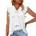 thumbnail image 1 of Timegard Womens Tops Ruffle Cap Sleeve V Neck Lightweight Solid Color Work Office Casual Tops Summer, 1 of 7