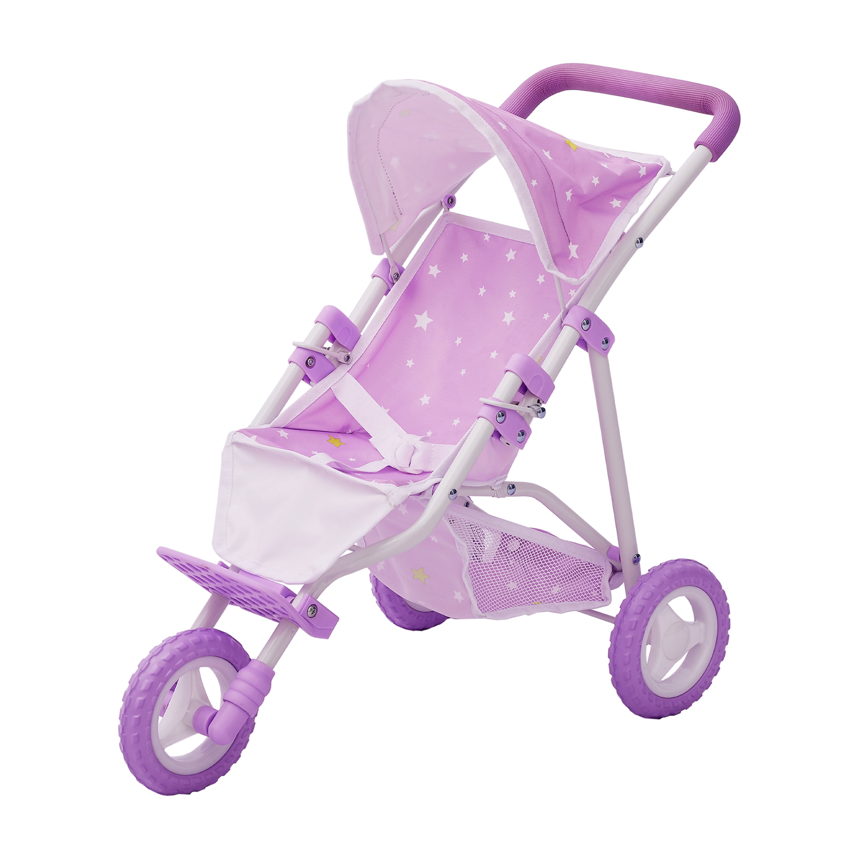 Teamson Kids Doll Stroller for Baby Dolls Jogging Purple/Stars