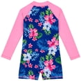 thumbnail image 3 of Hiiyo Big Girls Long Sleeve Zip-Up Rash Guard One-Piece Swimsuit, Sizes 10-11 T, 3 of 8