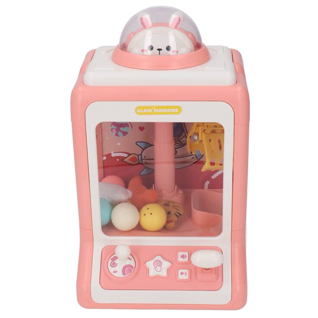 Kids Doll Machine, Light Mini Claw Machine Electronic For Family Pink