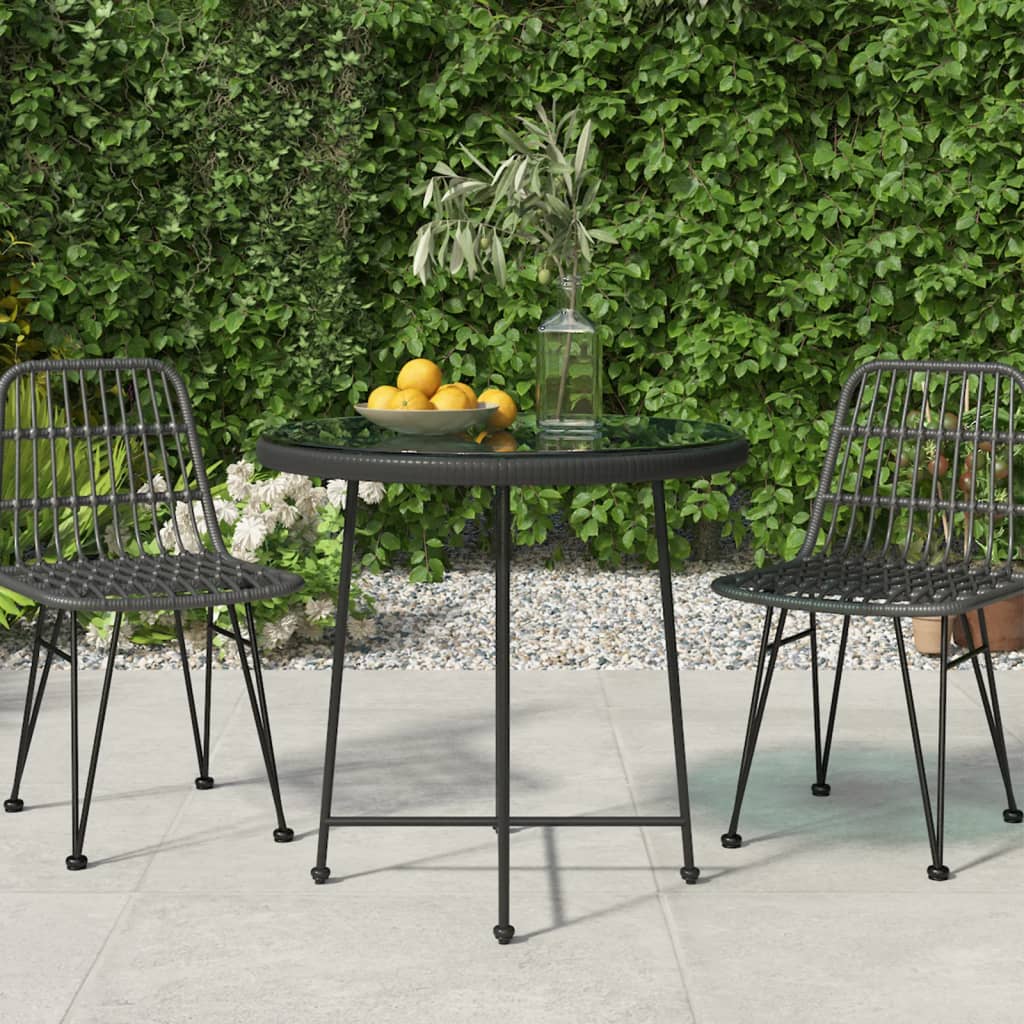 vidaXL Table à Manger Noir Ø80 cm Verre Trempé et Acier