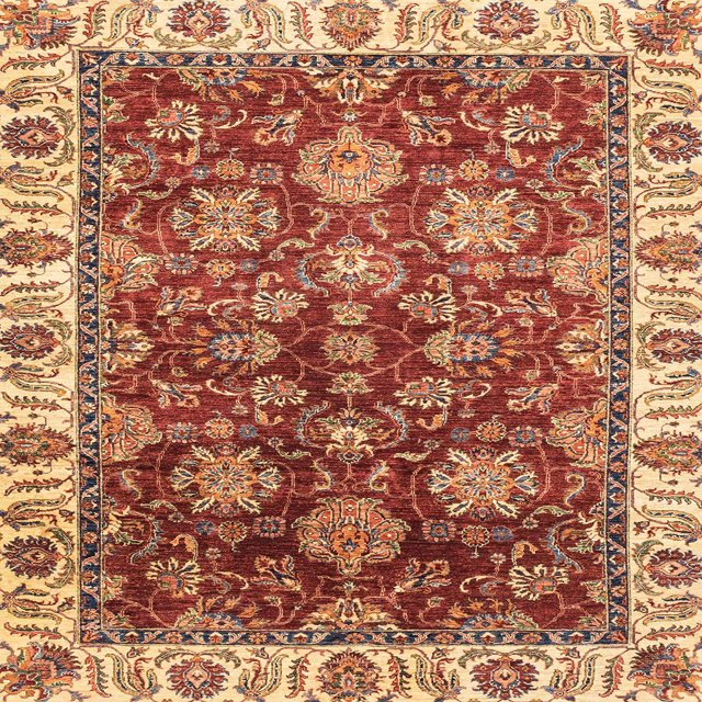 Ahgly Company Tapis d'Intérieur Carrés Abstraits Rouges Orientaux, 3 Pieds Carré