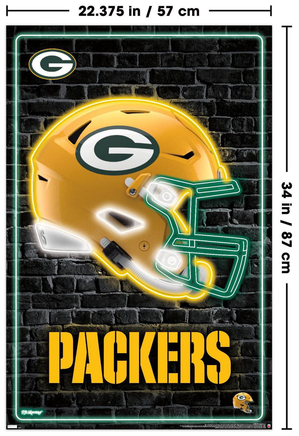 NFL Green Bay Packers - Neon Helmet 23 Wall Poster, 22.375" x 34"