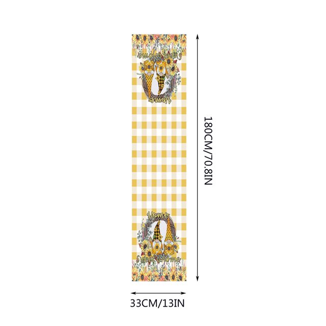 Gkeoshab Decorative Table Banner Summer Flowers Gnome Sunflower Decorative Table Runner Home & Garden