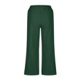thumbnail image 4 of Yuyuzo Wide Leg Pants for Women High Waist Cotton Linen Drawstring Ruched Solid Color Boho Beach Trousers, 4 of 5
