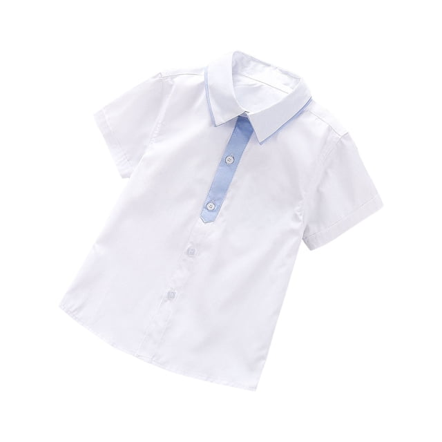 vdgthytj Chemises à Boutons pour Garçons, Manches Courtes, Col, Uniformes Scolaires Décontractés, 3-10 Ans