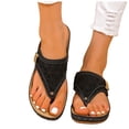 thumbnail image 1 of Orthopedic Wedge Slides Sandals for Women Wide Width Comfortable Leather Arch Support Walking Flip Flops, 1 of 4