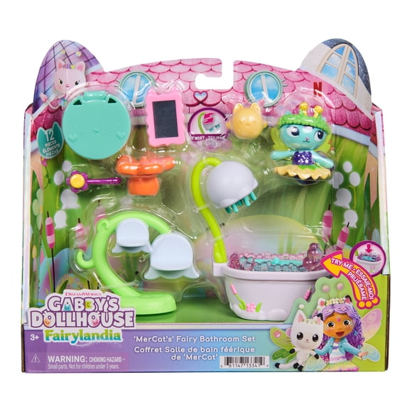 DreamWorks Gabby's Dollhouse Fairylandia Cakey Cat's Fairy Kitchen 10-Piece Set with Pop-Up Art and Play Kitchen Accessories, Pretend Play Toys Set for Kids, Ages 3+