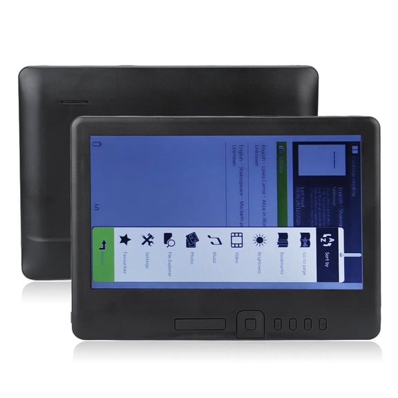 E Reader 7in Color TFT LCD 800 x 480 Screen, 16GB Storage, Navigation Buttons, EPUB PDF TXT, Protective Case, Black with Mechanical Button, for All Ages