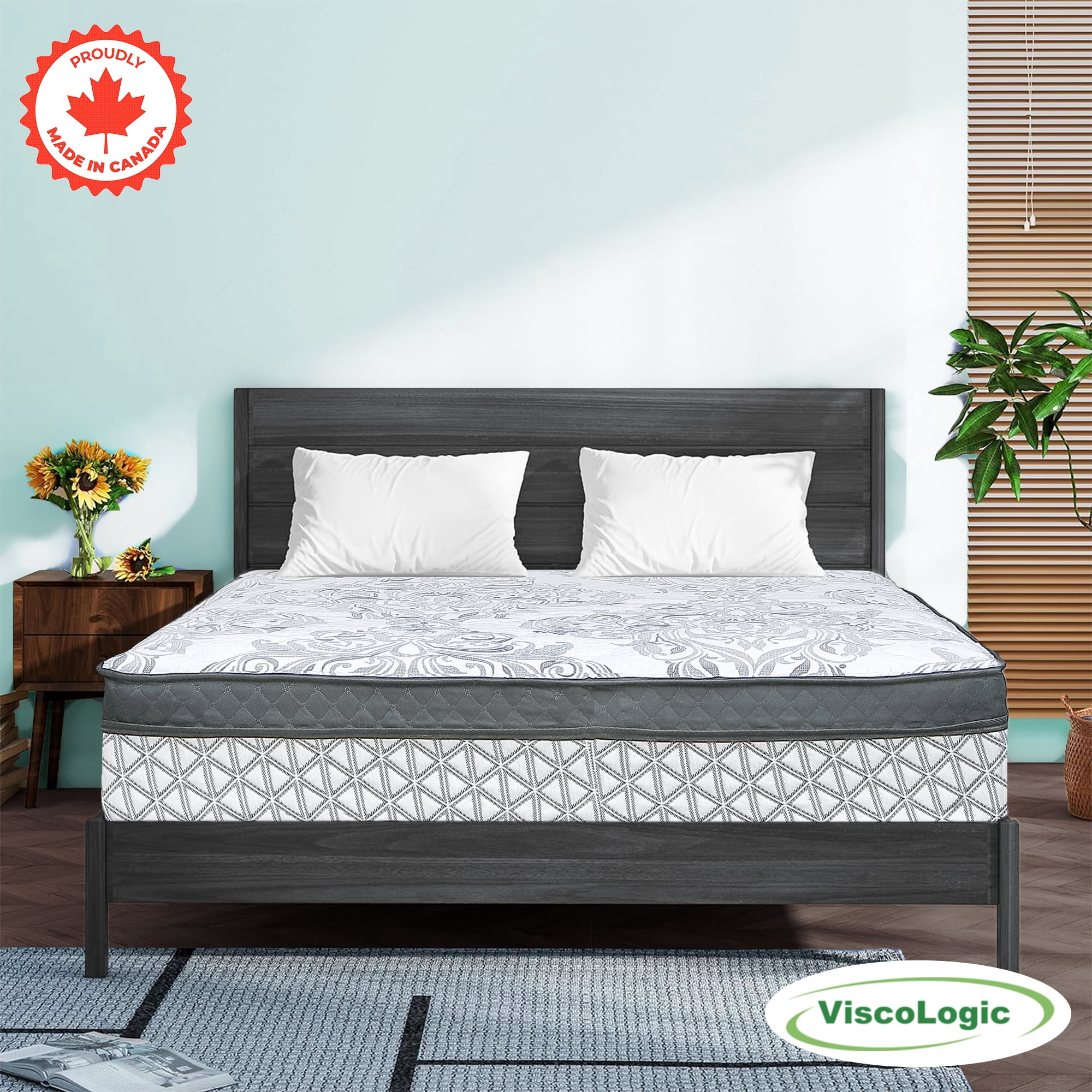 ViscoLogic Hamilton Full Hybrid Mattress Made in Canada, Individual Pocket Coils, Foam Encasement, Edge Support, Medium-Firm & Pressure Relief, CertiPUR-US®