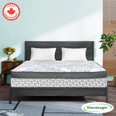 ViscoLogic Hamilton Matelas Hybride Double Fabriqué au Canada, Ressorts Ensachés Individuels, Encadrement en Mousse, Soutien des Bords, Fermeté Moyenne et Soulagement de la Pression, CertiPUR-US®
