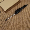 thumbnail image 2 of facefd Retro Leather Notebook + Fountain Pen Feather Dip Pen Ink Bottle Set Stationery Gift Box Black, 2 of 4