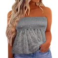 thumbnail image 1 of CHUANK Womens Summer Off Shoulder Leopard Print Bandeau Strapless Blouse Tops, 1 of 4