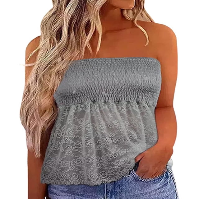 CHUANK Womens Summer Off Shoulder Leopard Print Bandeau Strapless Blouse Tops