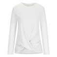thumbnail image 3 of Besolor 2024 Chemise à Manches Longues pour Femmes, Tunique Décontractée de Printemps et d'Automne, Haut Croisé Froncé à l'Avant, Blouse à Col Ras du Cou, T-Shirts, 3 of 5