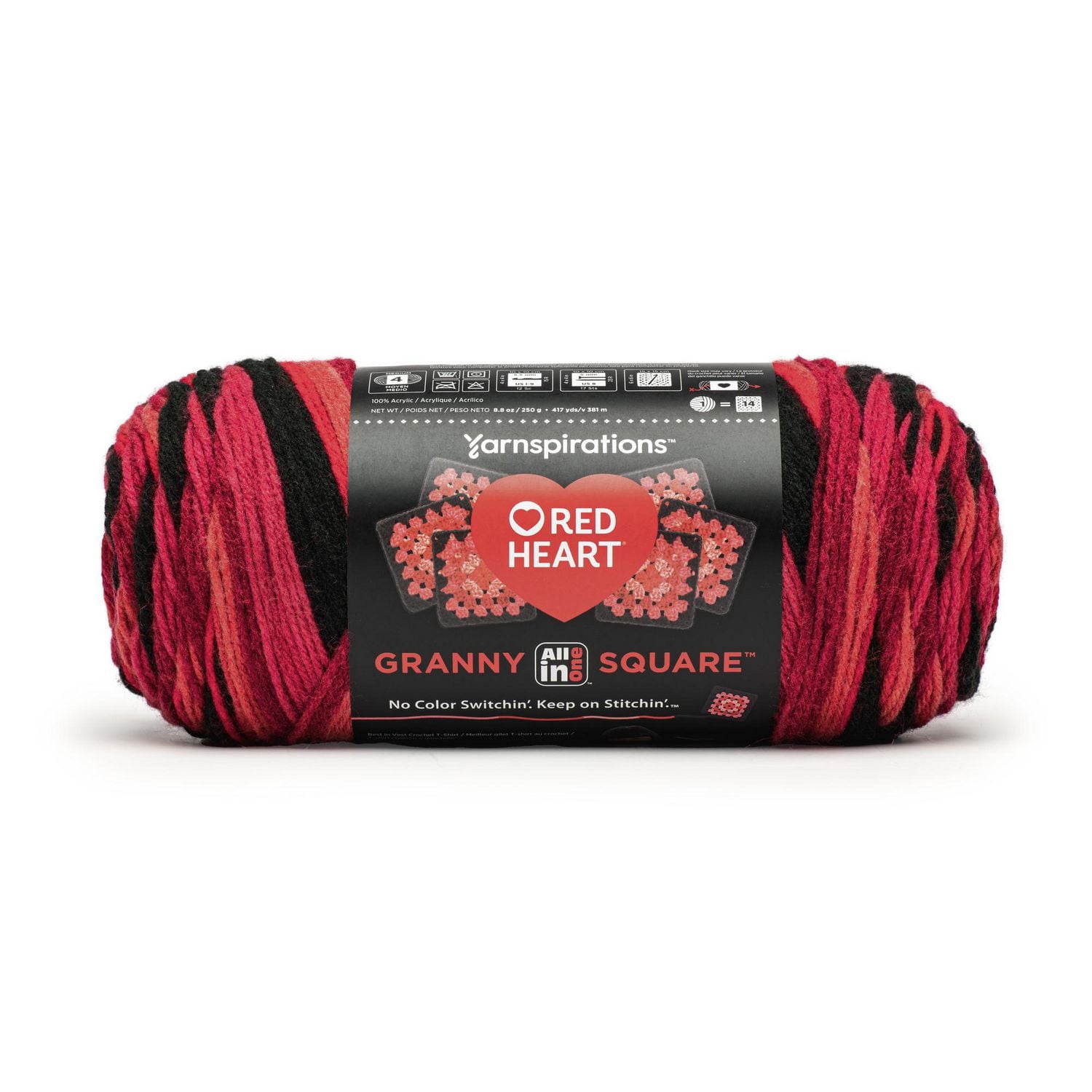 Red Heart® All In One Granny Square™ #4 Worsted (Medium) Acrylic Yarn 8.8oz/250g 417 Yards