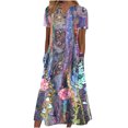 thumbnail image 3 of Cameland Robe d'Été pour Femme Décontractée à Col en V avec Boutons, Manches Courtes, Imprimée, Coupe Évasée, avec Poche, 3 of 5