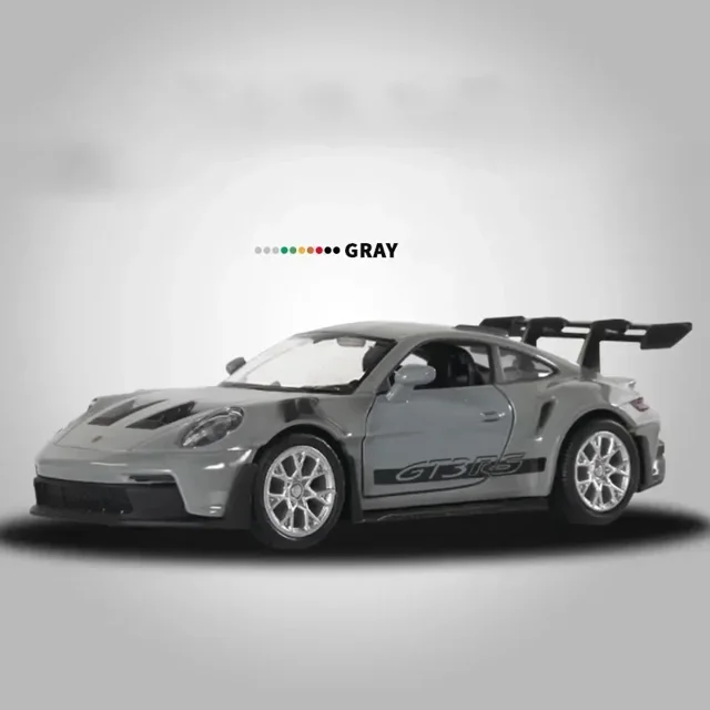 1:36 Porsche 911 GT3 RS Modèle de Voiture Mini en Alliage Jouet en Métal Moulé sous Pression de Course Simulation de Sport Collection à Rétrofriction Cadeaux pour Enfants Gris Sans Boîte