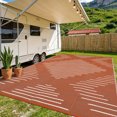 thumbnail image 4 of Nanan 9x12 Modern Geometric Outdoor Rug, All-Weather Waterproof Patio Mat, UV Resistant, Stain Resistant, Easy Clean Plastic Rug for Yard, Deck, Balcony, Camping,Terracotta Orange/White, 4 of 8