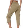 thumbnail image 2 of QATAINLAV Capris de Randonnée pour Femmes avec Poches Été Cargo Légers Pantalons Capri de Voyage Unis Décontractés Bas Resserré Pantalons de Survêtement Raccourcis Ventes Prime Day Aujourd'hui 2025 Kaki TG, 2 of 8