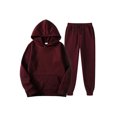 thumbnail image 1 of Innerwin Sweatshirts+Pant Outfits Two Pieces Men Tracksuit Set Sports 2 Pcs Fleece Jogger Sets Claret S, 1 of 2