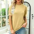 thumbnail image 2 of Timegard Hauts pour Femmes, Oeillets, Col Rond, Manches Courtes Bouffantes, Boutonné, Confortable, Couleur Unie, Tunique Décontractée, 2 of 8