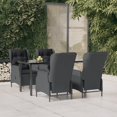 thumbnail image 1 of vidaXL 5 Piece Garden Dining Set Dark Grey Poly Rattan, 1 of 5
