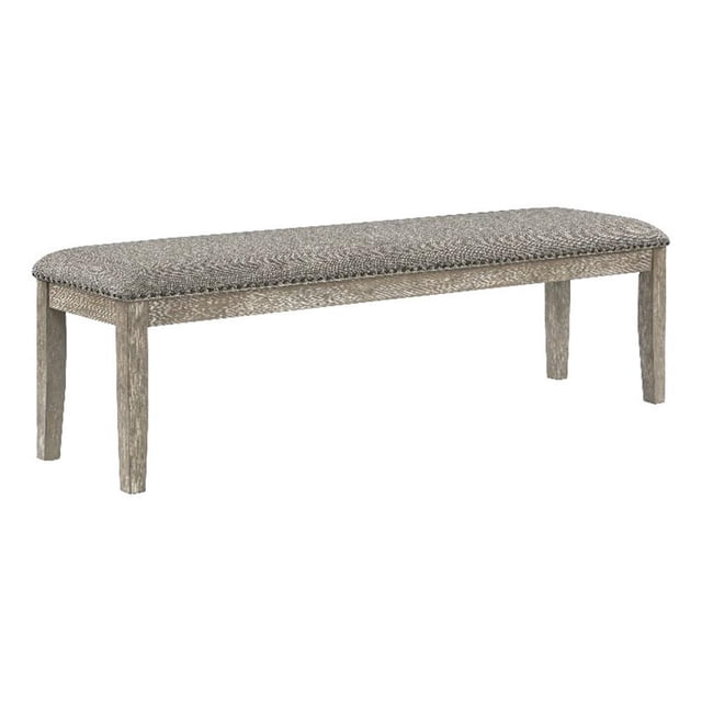Pemberly Row Contemporary Wood and Fabric Bench in Brownish Gray